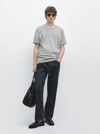 100% katoen T-shirt met contrasterende details