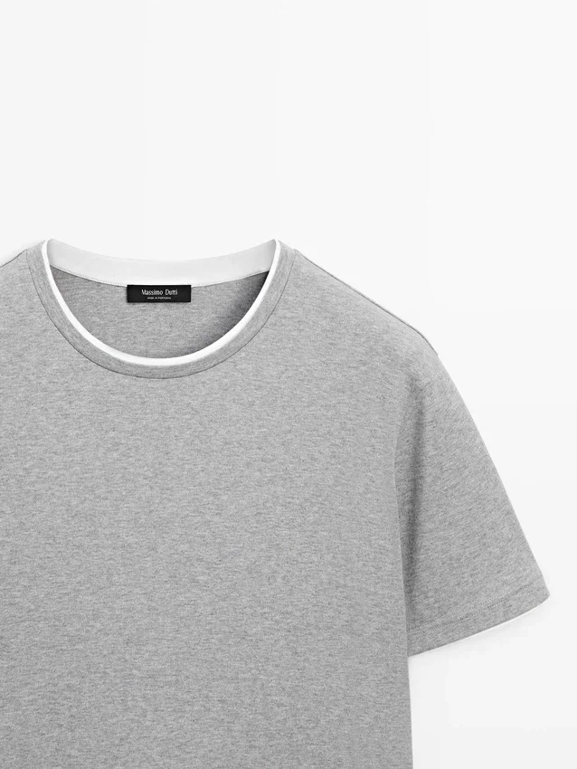 100% katoen T-shirt met contrasterende details 100% katoen T-shirt met contrasterende details