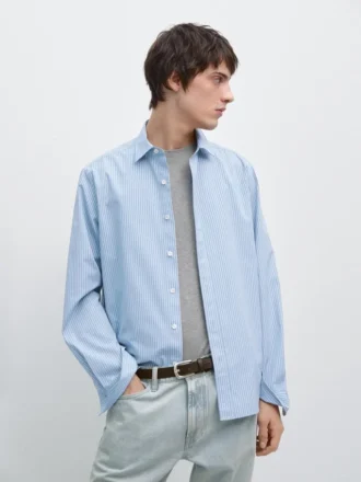 100% katoenen gestreept popeline overhemd