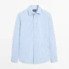100% katoenen gestreept popeline overhemd
