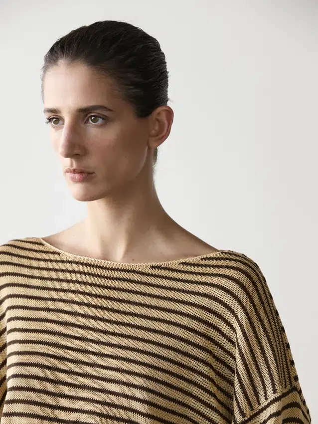 100% katoenen gestreepte gebreide trui 100% katoenen gestreepte gebreide trui