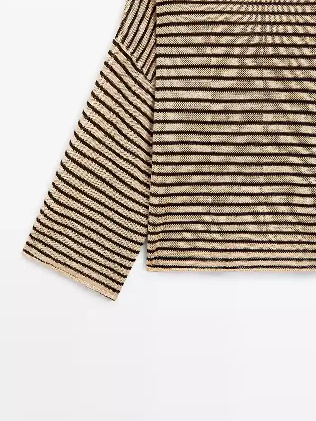 100% katoenen gestreepte gebreide trui 100% katoenen gestreepte gebreide trui