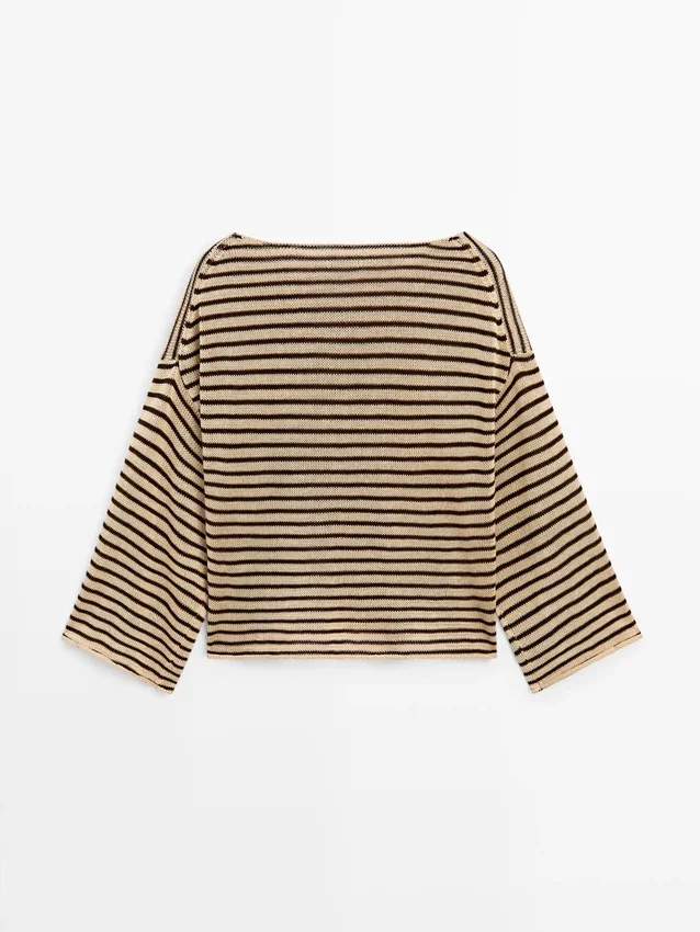 100% katoenen gestreepte gebreide trui 100% katoenen gestreepte gebreide trui