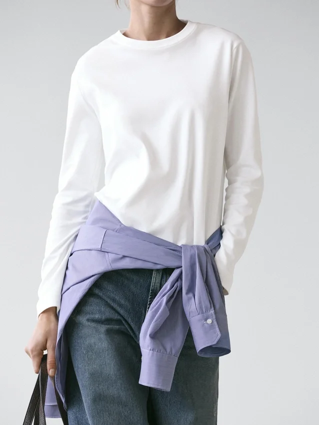 100% katoenen interlock T-shirt met lange mouwen 100% katoenen interlock T-shirt met lange mouwen