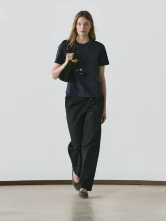 100% katoenen interlock T-shirt met ronde hals