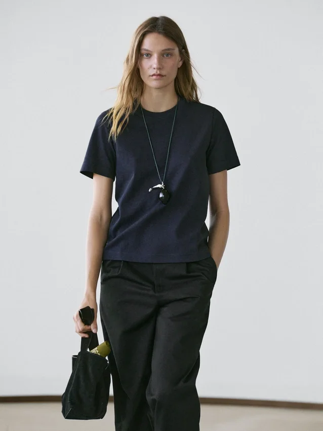 100% katoenen interlock T-shirt met ronde hals 100% katoenen interlock T-shirt met ronde hals