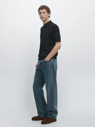 100% katoenen poloshirt met kabelpatroon