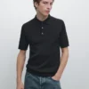100% katoenen poloshirt met kabelpatroon