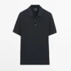 100% katoenen poloshirt met kabelpatroon