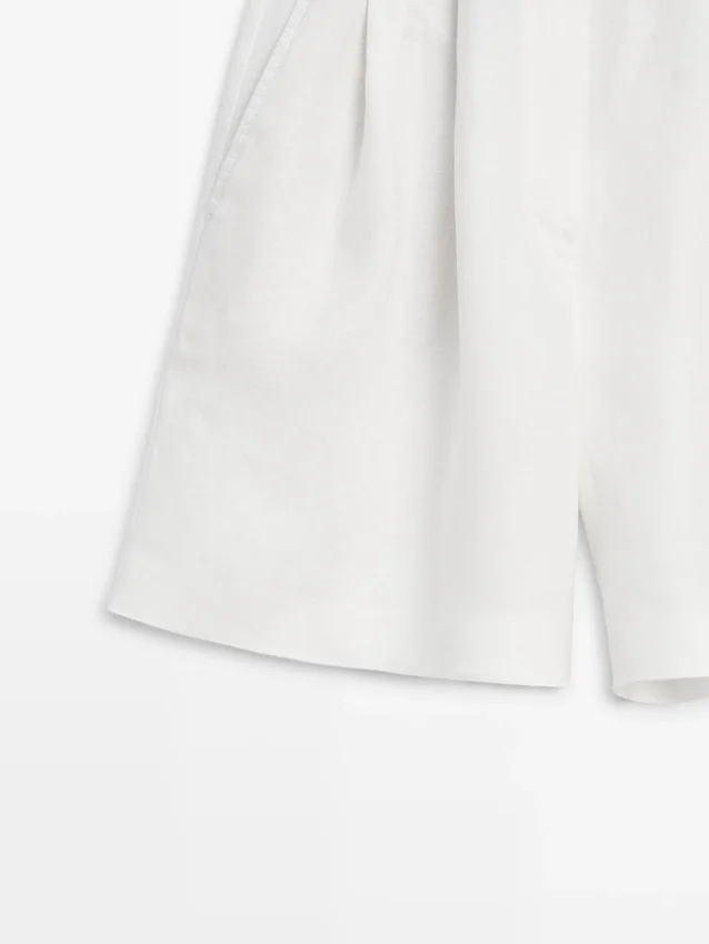 100% linnen bermuda met korte plooien 100% linnen bermuda met korte plooien