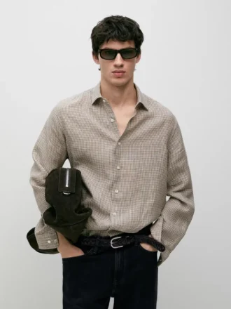 100% linnen geruit overhemd