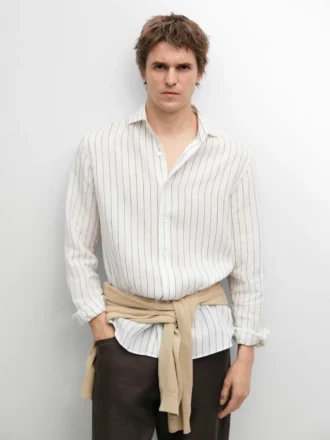 100% linnen gestreept overhemd