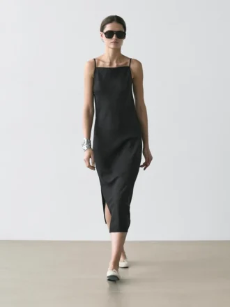 100% linnen midi-jurk