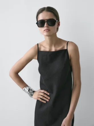 100% linnen midi-jurk