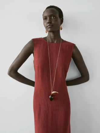 100% linnen midi-jurk