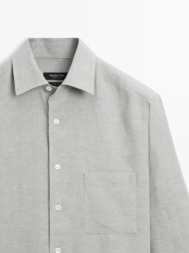 100% linnen overhemd met zakdetail 100% linnen overhemd met zakdetail