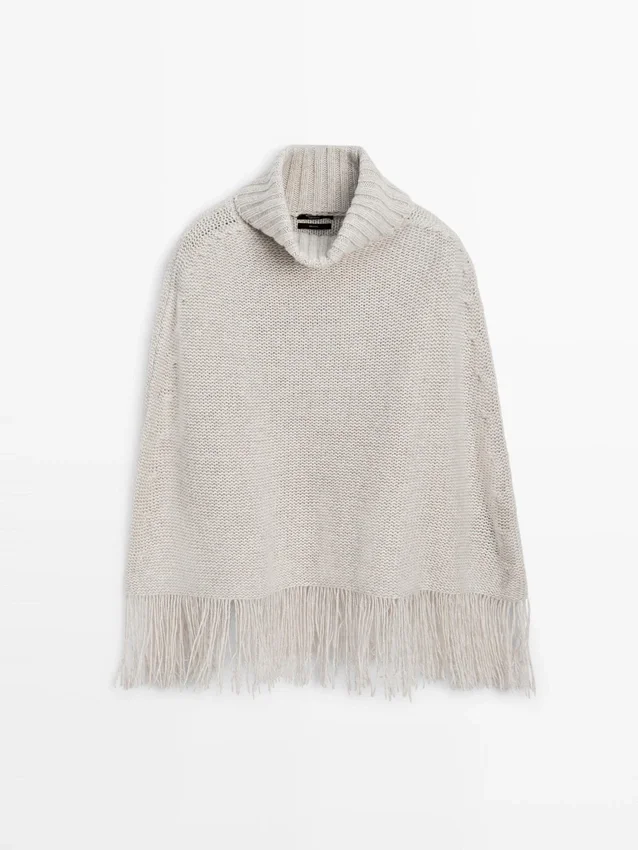 100% wollen cape met franjes 100% wollen cape met franjes