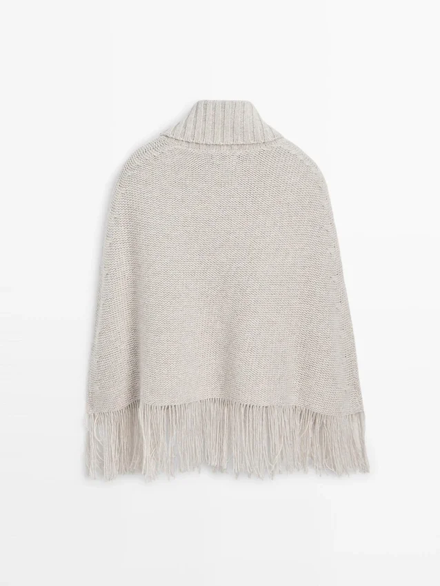 100% wollen cape met franjes 100% wollen cape met franjes