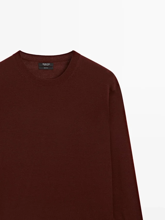 100% wollen fijn gebreide trui met ronde hals 100% wollen fijn gebreide trui met ronde hals