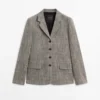 Blazer van wolmix met spikkeleffect