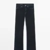 Boot-cut jeans met hoge taille en flockafwerking