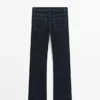 Boot-cut jeans met hoge taille en flockafwerking
