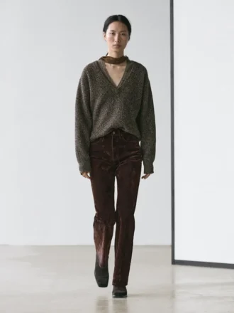 Bootcut-jeans met hoge taille en flockafwerking