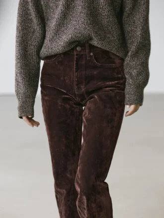 Bootcut-jeans met hoge taille en flockafwerking