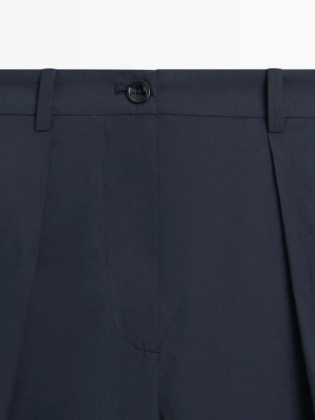 Broek met wijde pijpen van katoenmix Broek met wijde pijpen van katoenmix