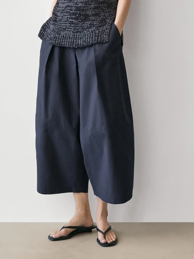 Broek met wijde pijpen van katoenmix Broek met wijde pijpen van katoenmix