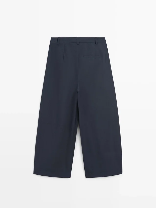 Broek met wijde pijpen van katoenmix Broek met wijde pijpen van katoenmix