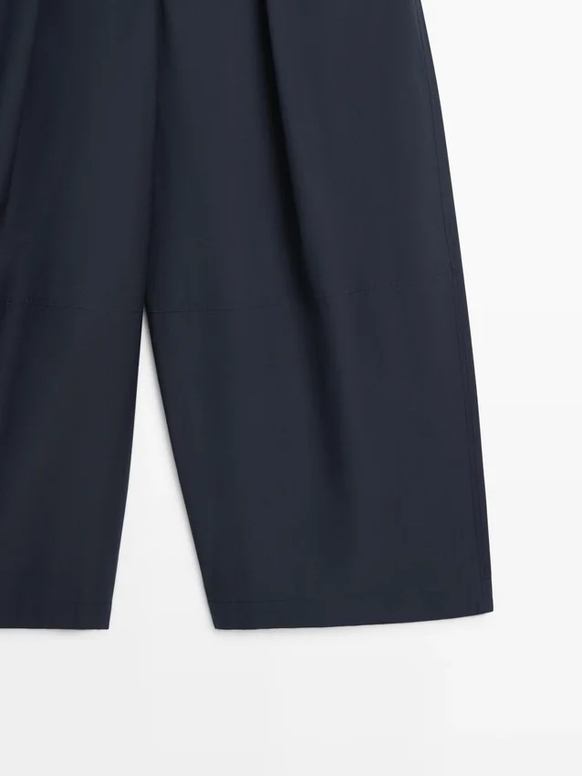 Broek met wijde pijpen van katoenmix Broek met wijde pijpen van katoenmix