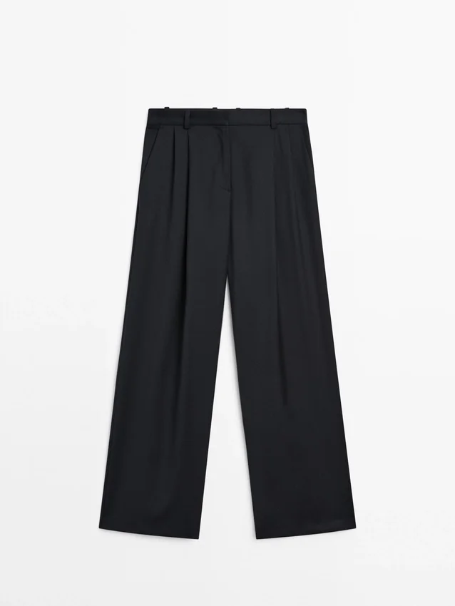 Broek van extra fijne wol met plooien Broek van extra fijne wol met plooien