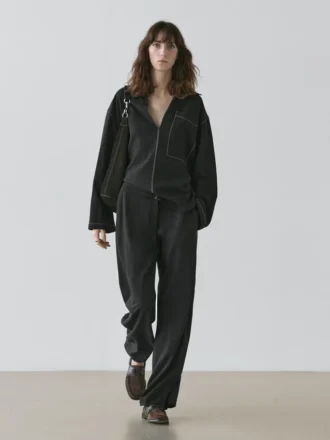 Broeken van wolmix met naaddetails