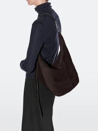 Bucketbag van gespleten suède