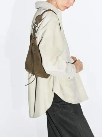 Bucketbag van gespleten suède