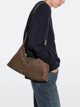 Bucketbag van gespleten suède