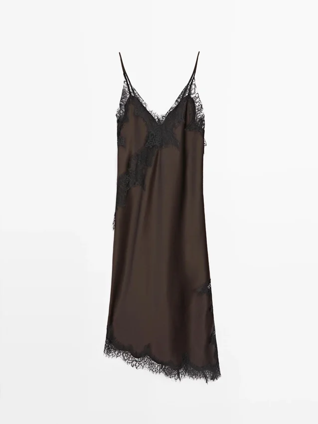 Camisole-jurk met kanten details Camisole-jurk met kanten details