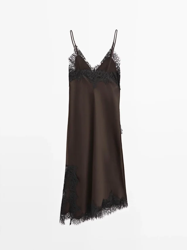 Camisole-jurk met kanten details Camisole-jurk met kanten details