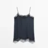 Camisole-top met contrasterende kanten details