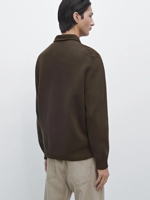 Contrasterend katoenen en leren jasje Contrasterend katoenen en leren jasje