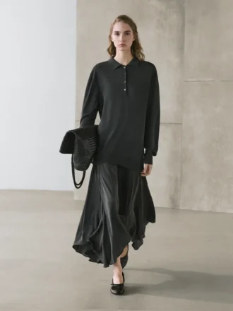 Contrasterende gebreide polojurk