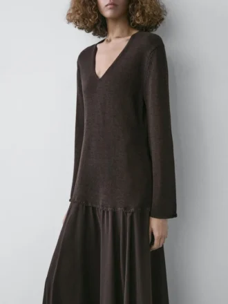 Contrasterende jurk van katoenmix