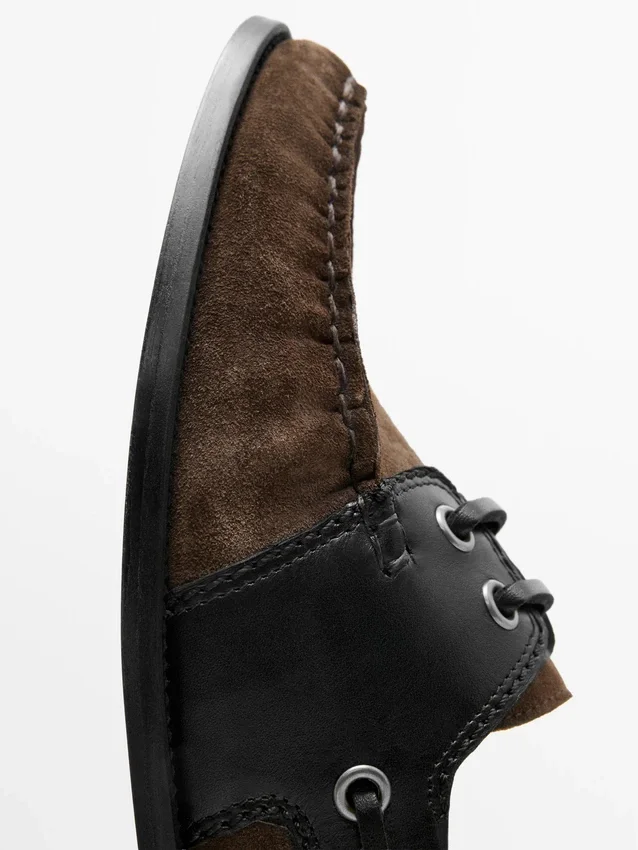 Contrasterende leren dek schoenen Contrasterende leren dek schoenen