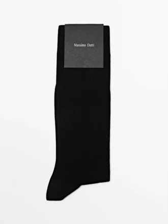 Effen gebreide sokken van een zijde-mix Effen gebreide sokken van een zijde-mix