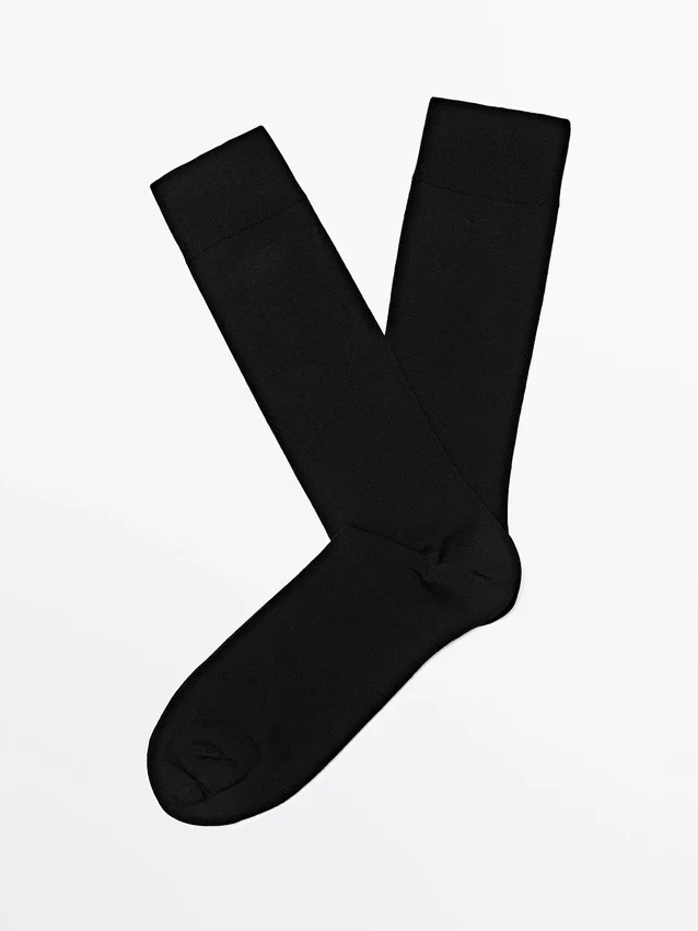 Effen gebreide sokken van een zijde-mix Effen gebreide sokken van een zijde-mix