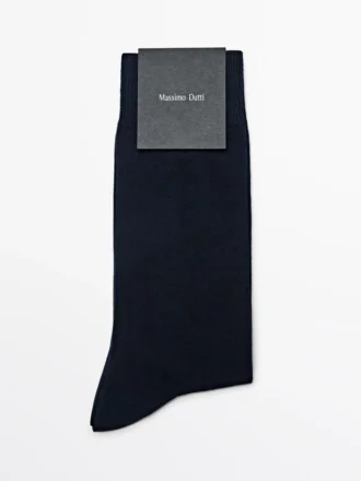 Effen gebreide sokken van katoenmix Effen gebreide sokken van katoenmix