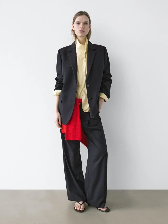 Broek van extra fijne wol met plooien Broek van extra fijne wol met plooien