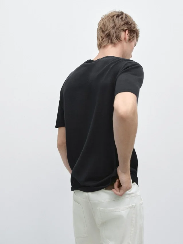 Gebreid katoen T-shirt Gebreid katoen T-shirt