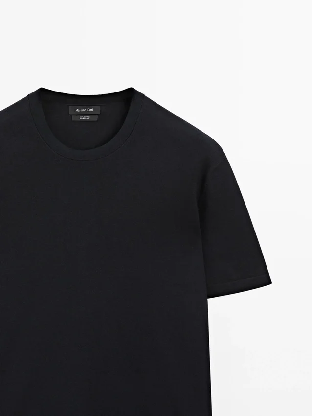 Gebreid katoen T-shirt Gebreid katoen T-shirt